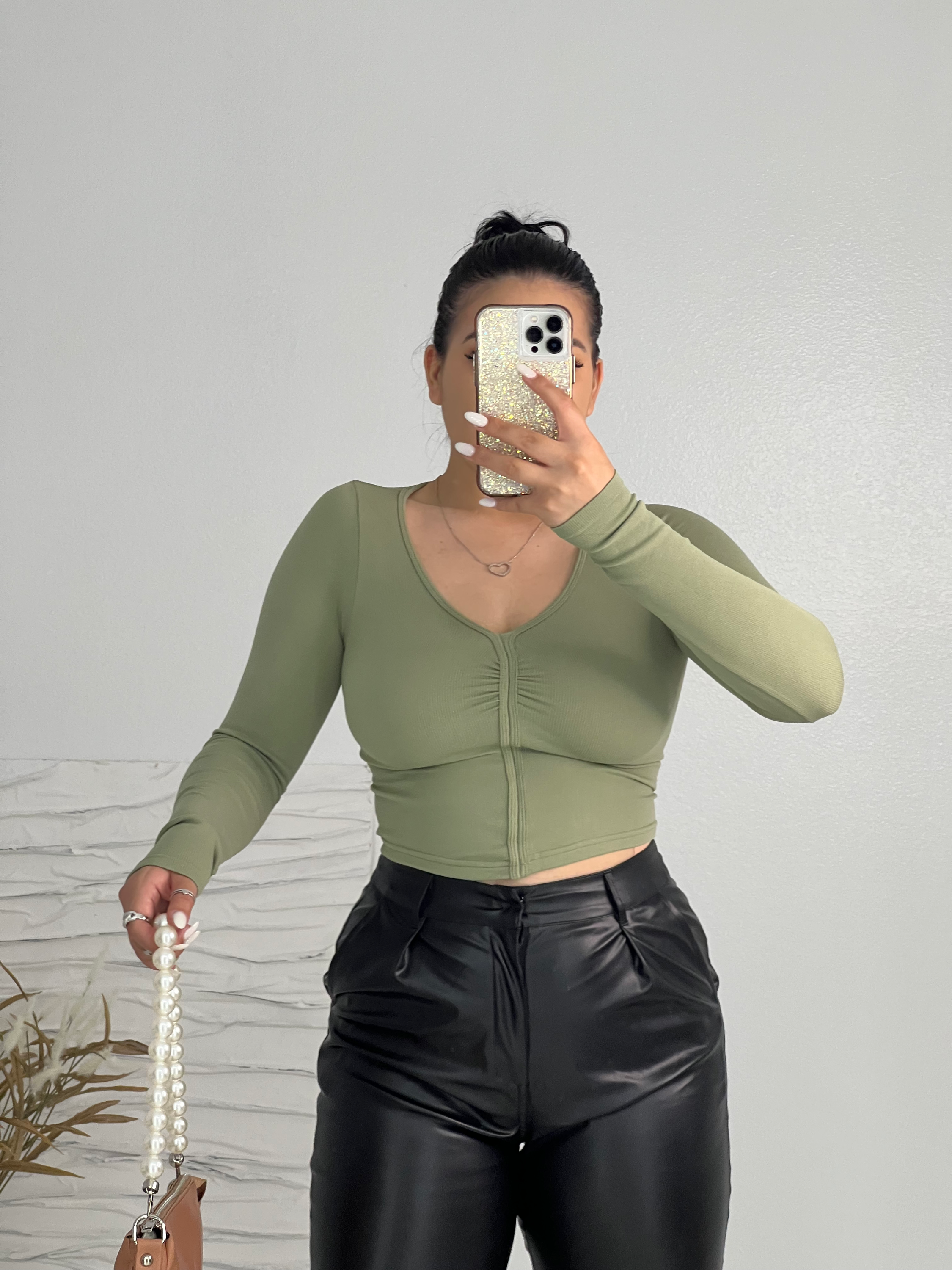 Baby Boo Long Sleeve Top (Olive) - Style Baby OMG Fashion Boutique - Stylebabyomg - Buy - Aesthetic Baddie Outfits - Babyboo - OOTD - Shie 