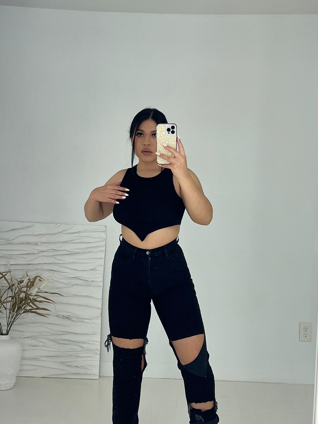 CLAIRE BLACK CROP TOP - Style Baby OMG Fashion Boutique - Stylebabyomg - Buy - Aesthetic Baddie Outfits - Babyboo - OOTD - Shie 