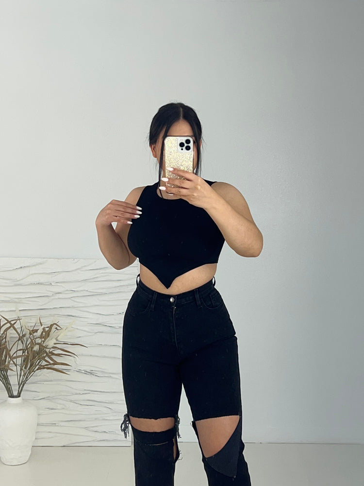 CLAIRE BLACK CROP TOP - Style Baby OMG Fashion Boutique - Stylebabyomg - Buy - Aesthetic Baddie Outfits - Babyboo - OOTD - Shie 