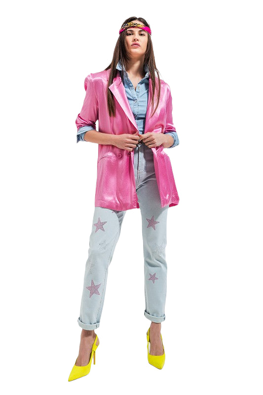 Boss Moves Pink Satin Blazer - Style Baby OMG Fashion Boutique - Stylebabyomg - Buy - Aesthetic Baddie Outfits - Babyboo - OOTD - Shie 
