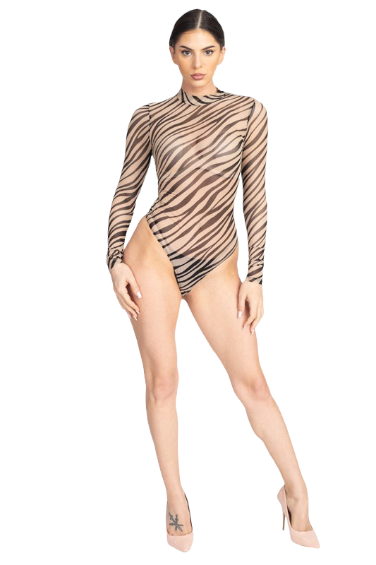Tiger Mesh Bodysuit - Style Baby OMG Fashion Boutique - Stylebabyomg - Buy - Aesthetic Baddie Outfits - Babyboo - OOTD - Shie 