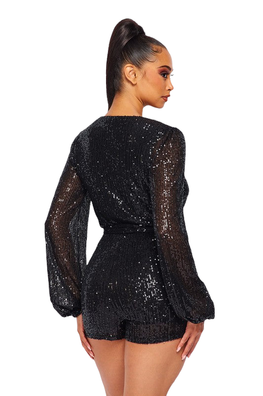 Party Black Sequin Romper - Style Baby OMG Fashion Boutique - Stylebabyomg - Buy - Aesthetic Baddie Outfits - Babyboo - OOTD - Shie 