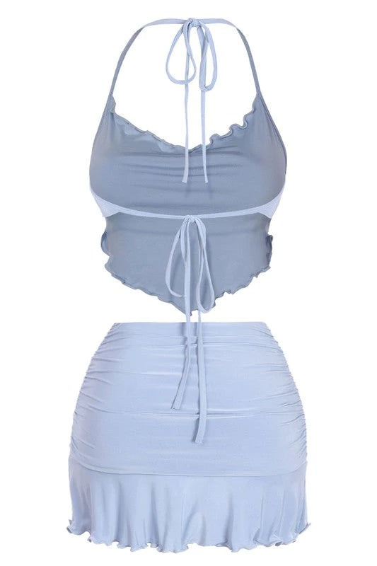 Naella Baby Blue 2 Piece Skirt Set - Style Baby OMG Fashion Boutique - Stylebabyomg - Buy - Aesthetic Baddie Outfits - Babyboo - OOTD - Shie 