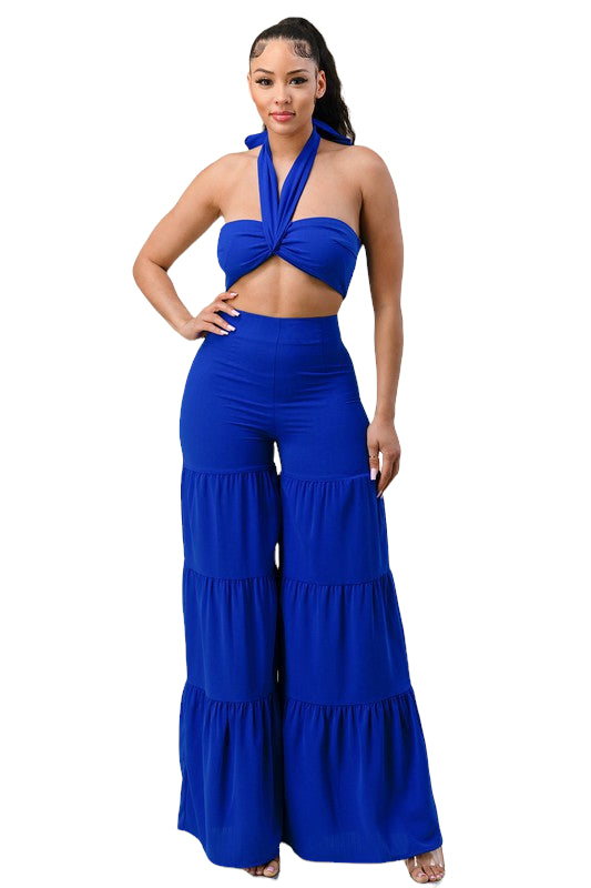 Calensa Royal Blue 2 Piece Flare Pants Set - Style Baby OMG Fashion Boutique - Stylebabyomg - Buy - Aesthetic Baddie Outfits - Babyboo - OOTD - Shie 