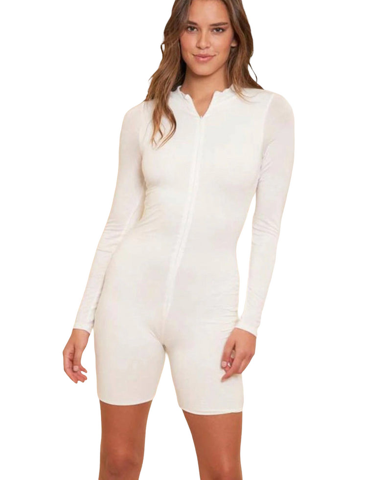 Aubrey Omori White Long Sleeve Jumpsuit - Style Baby OMG Fashion Boutique - Stylebabyomg - Buy - Aesthetic Baddie Outfits - Babyboo - OOTD - Shie 