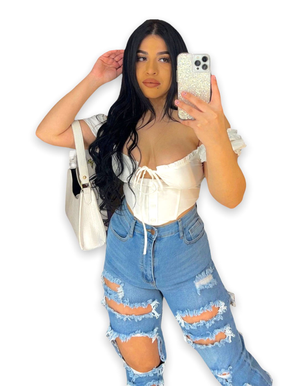 Bellami White Corset Top - Style Baby OMG Fashion Boutique - Stylebabyomg - Buy - Aesthetic Baddie Outfits - Babyboo - OOTD - Shie 
