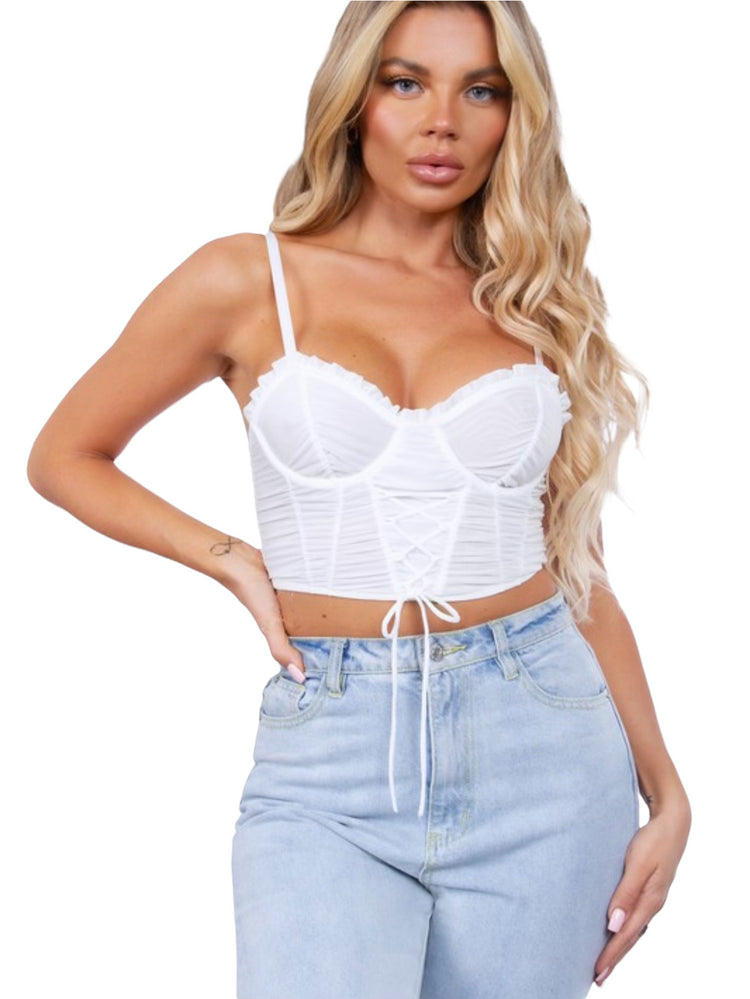 Annnn White Mesh Top - Style Baby OMG Fashion Boutique - Stylebabyomg - Buy - Aesthetic Baddie Outfits - Babyboo - OOTD - Shie 