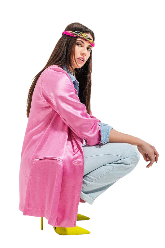 Boss Moves Pink Satin Blazer - Style Baby OMG Fashion Boutique - Stylebabyomg - Buy - Aesthetic Baddie Outfits - Babyboo - OOTD - Shie 