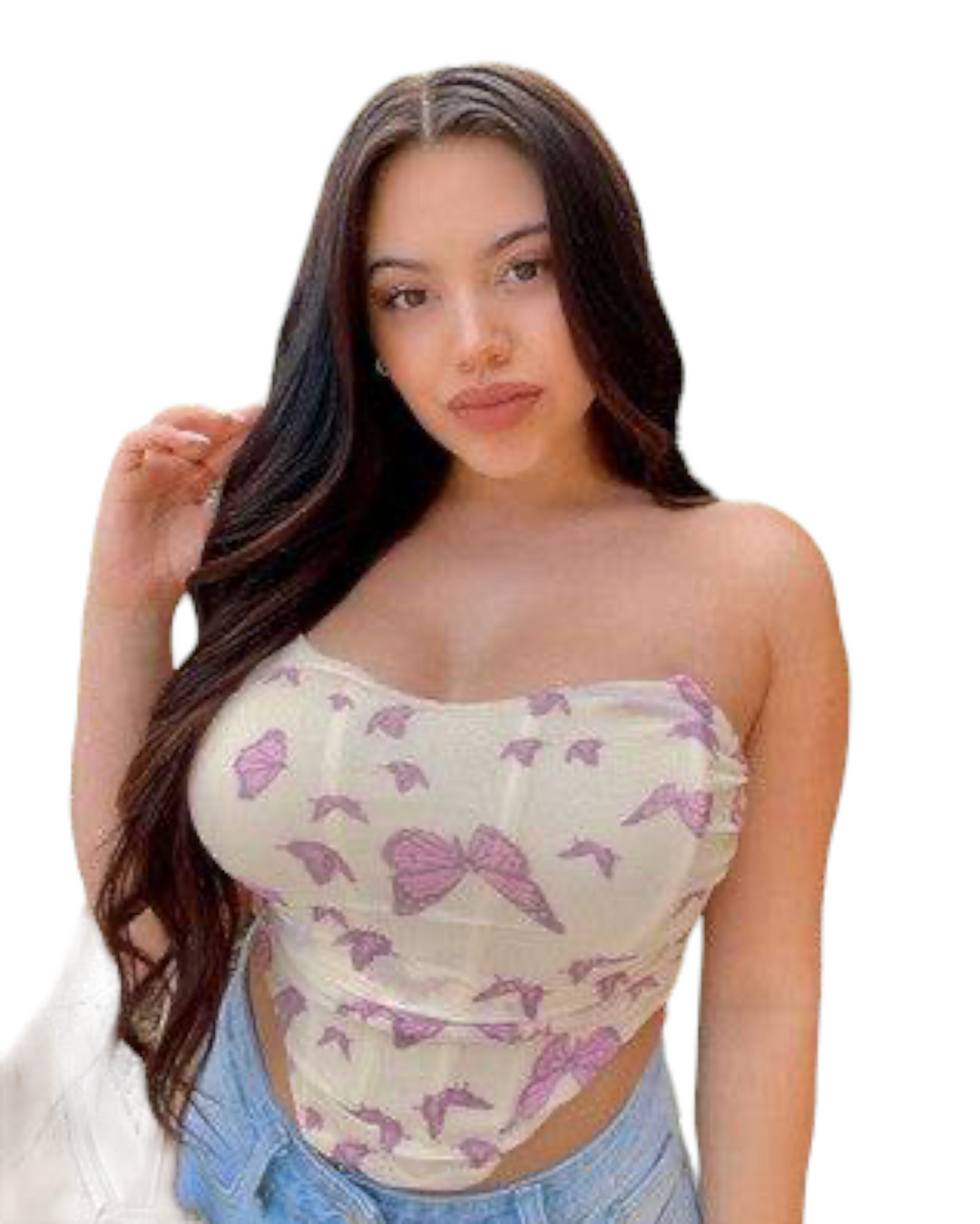 Brandy Butterfly Mesh Corset Top - Style Baby OMG Fashion Boutique - Stylebabyomg - Buy - Aesthetic Baddie Outfits - Babyboo - OOTD - Shie 