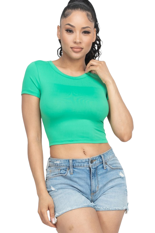 Ether Green Ash Crop Top - Style Baby OMG Fashion Boutique - Stylebabyomg - Buy - Aesthetic Baddie Outfits - Babyboo - OOTD - Shie 