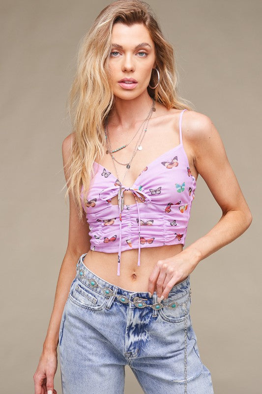 Mariah Butterfly Mesh Crop Top - Style Baby OMG Fashion Boutique - Stylebabyomg - Buy - Aesthetic Baddie Outfits - Babyboo - OOTD - Shie 