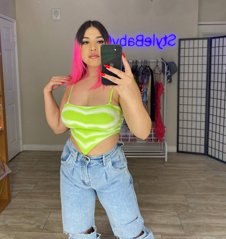Louis Heart Wave Lime Crop Top - Style Baby OMG Fashion Boutique - Stylebabyomg - Buy - Aesthetic Baddie Outfits - Babyboo - OOTD - Shie 