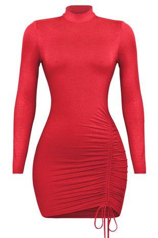 Aria Red Long Sleeve Mini Dress - Style Baby OMG Fashion Boutique - Stylebabyomg - Buy - Aesthetic Baddie Outfits - Babyboo - OOTD - Shie 
