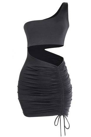 Kourtney Black Ruched Mini Dress - Style Baby OMG Fashion Boutique - Stylebabyomg - Buy - Aesthetic Baddie Outfits - Babyboo - OOTD - Shie 