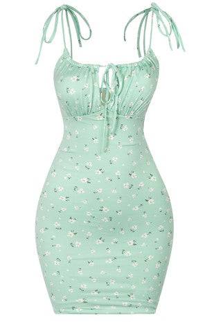Sweet Lilly Sage Floral Bodycon Mini Dress - Style Baby OMG Fashion Boutique - Stylebabyomg - Buy - Aesthetic Baddie Outfits - Babyboo - OOTD - Shie 