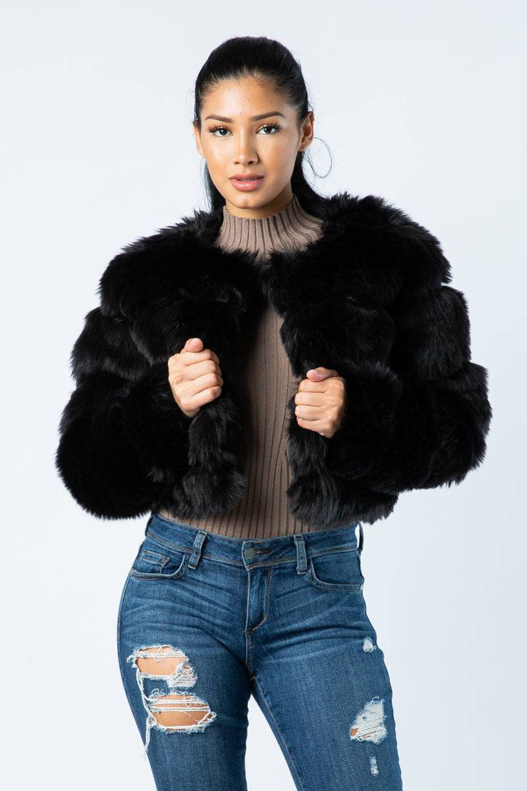 Kaylee Fur Coat (Black) - Style Baby OMG Fashion Boutique - Stylebabyomg - Buy - Aesthetic Baddie Outfits - Babyboo - OOTD - Shie 