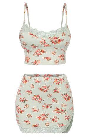 Ezma Floral 2 Piece Skirt Set - Style Baby OMG Fashion Boutique - Stylebabyomg - Buy - Aesthetic Baddie Outfits - Babyboo - OOTD - Shie 