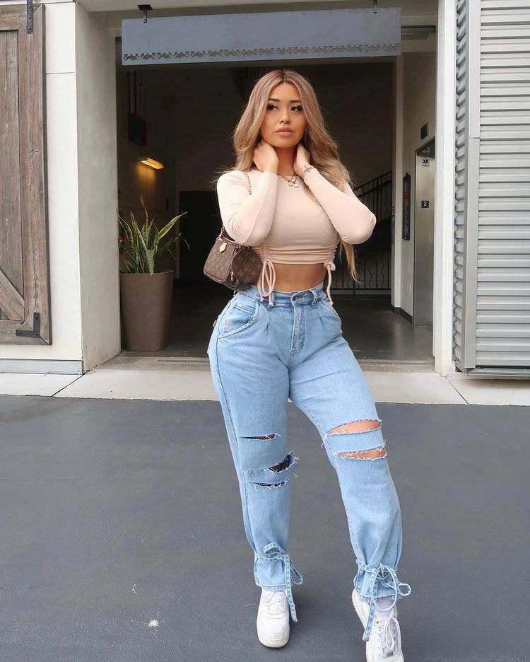 Amber Relaxed Strap Jeans - Style Baby OMG Fashion Boutique - Stylebabyomg - Buy - Aesthetic Baddie Outfits - Babyboo - OOTD - Shie 
