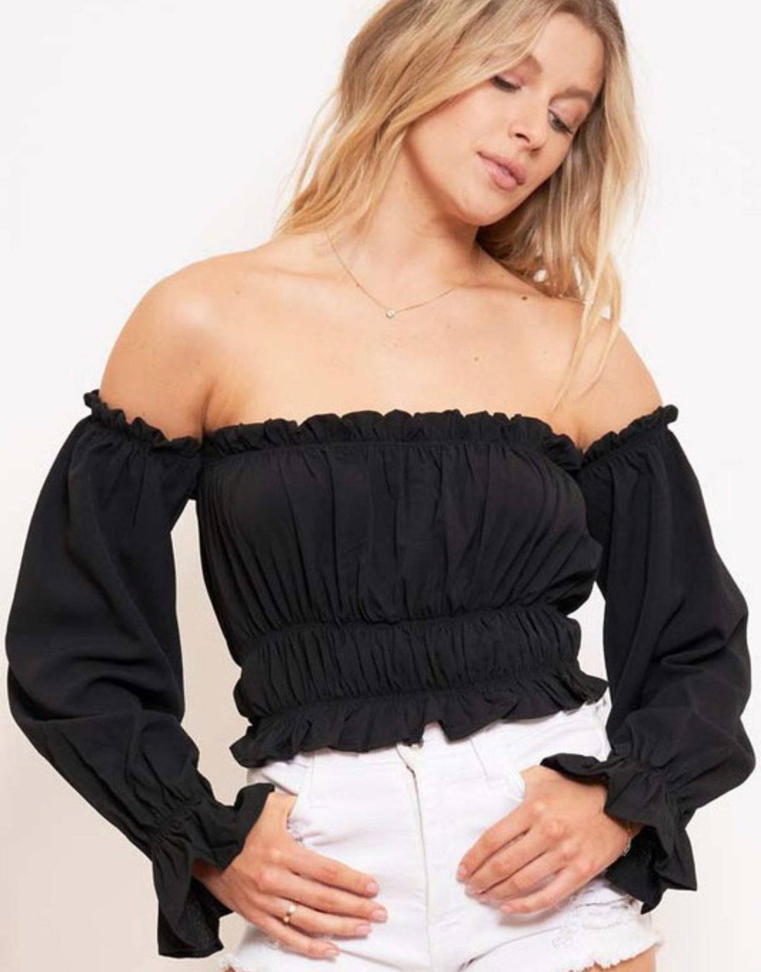 Celine Off Shoulder Top - Style Baby OMG Fashion Boutique - Stylebabyomg - Buy - Aesthetic Baddie Outfits - Babyboo - OOTD - Shie 
