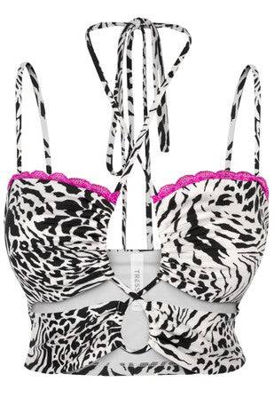 Halie Zebra Crop Top - Style Baby OMG Fashion Boutique - Stylebabyomg - Buy - Aesthetic Baddie Outfits - Babyboo - OOTD - Shie 