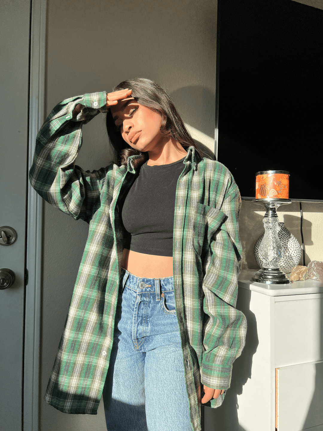 Sabrina Flannel (Green) - Style Baby OMG Fashion Boutique - Stylebabyomg - Buy - Aesthetic Baddie Outfits - Babyboo - OOTD - Shie 