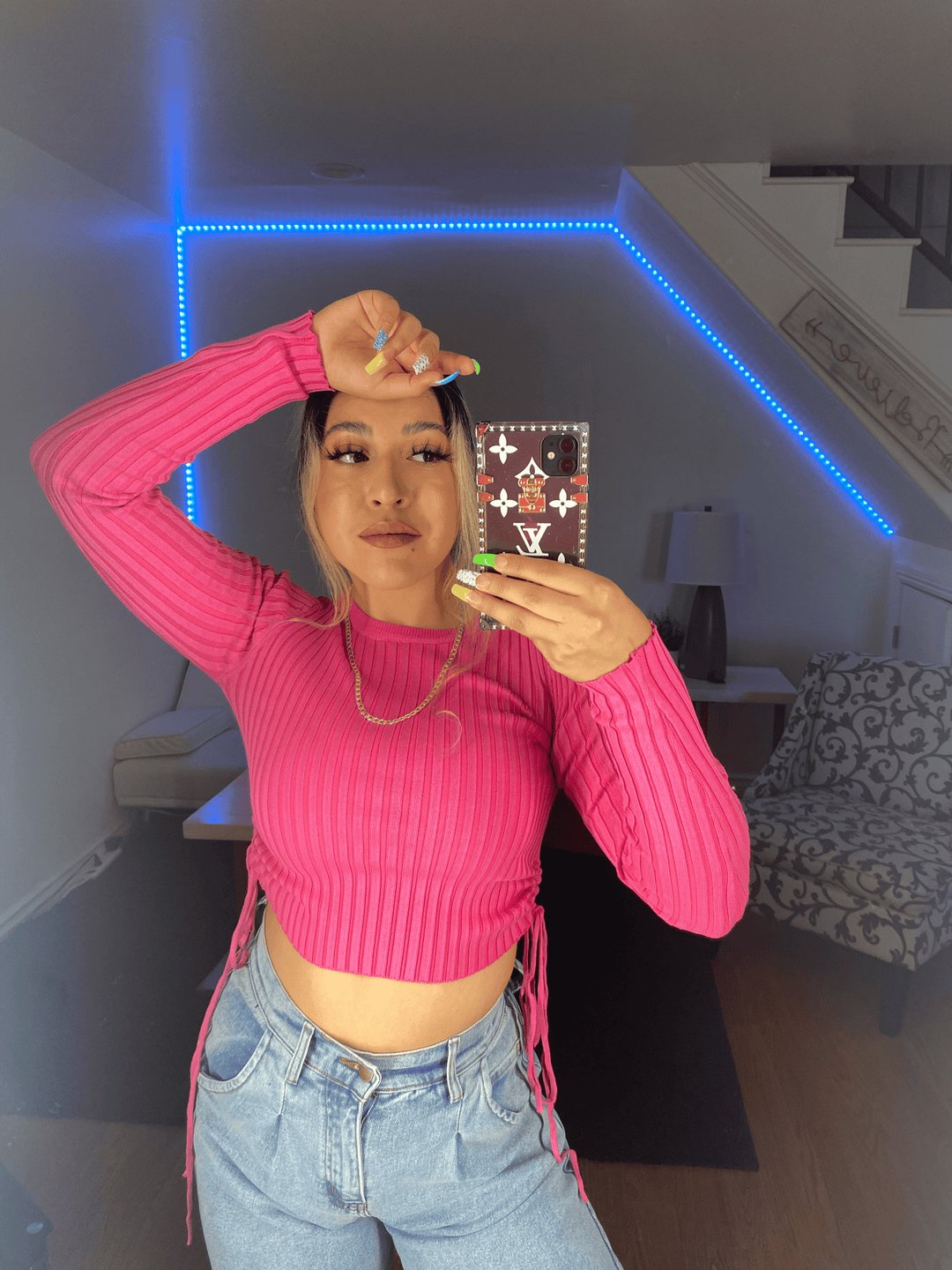 Shyla Pink Long Sleeve Crop Top - Style Baby OMG Fashion Boutique - Stylebabyomg - Buy - Aesthetic Baddie Outfits - Babyboo - OOTD - Shie 